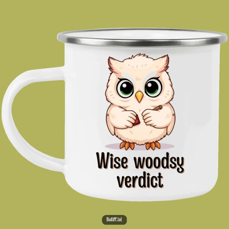 Funny Owl Judge Camping Mug - Wisdom for Your Wilderness Brew