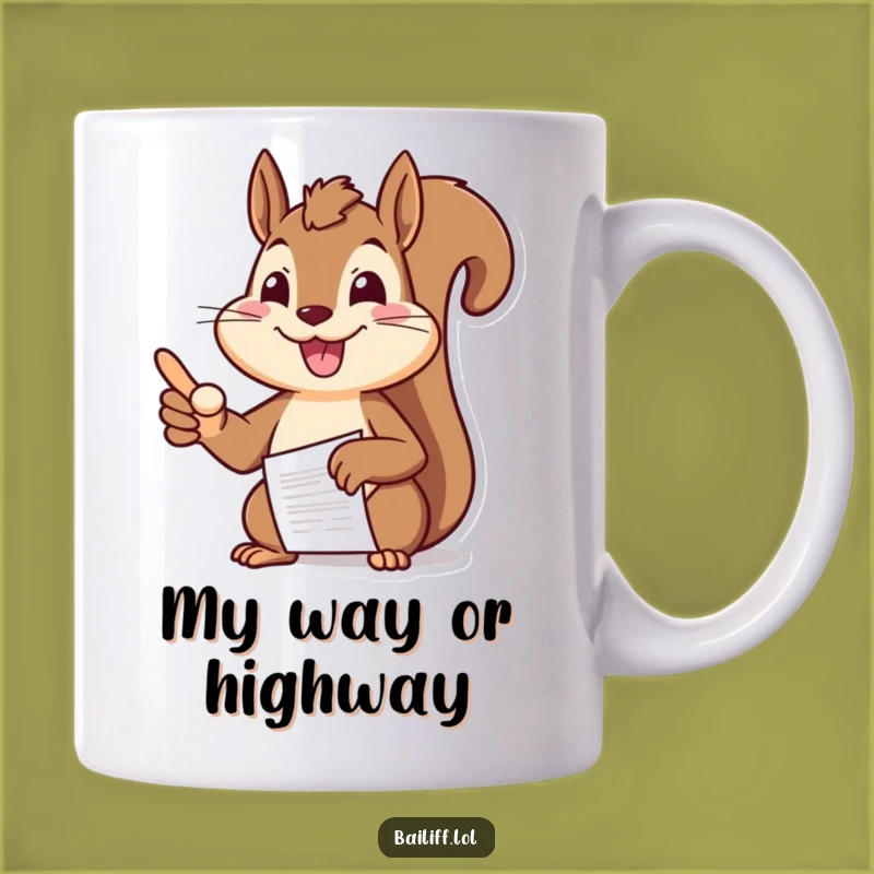 Funny Squirrel Manager Mug: Cheerful Boss Document Pointing, Perfect Funny Gift for Office Humor