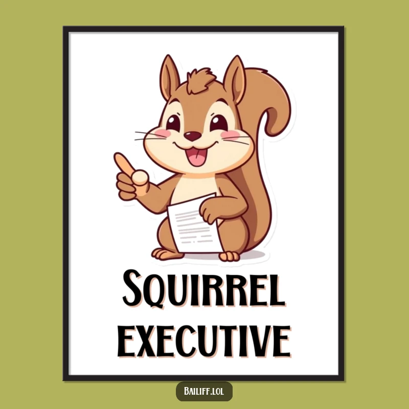 Funny Squirrel Boss Digital Print: Cheerful Document Pointer Art, Instant Funny Gift for Wall Decor