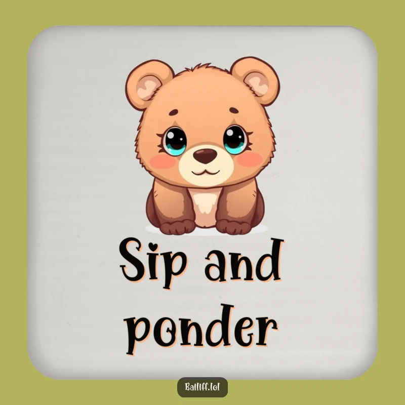 Funny Bear Cub Scale Coaster: Curious Cub Drink Protector, Chic Funny Gift for Table Protection