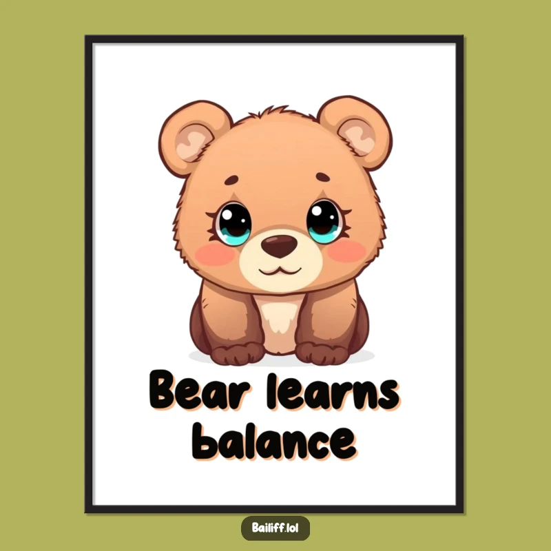 Funny Bear Cub Scale Poster: Curious Cub Wall Art, Great Funny Gift for Gentle Decor