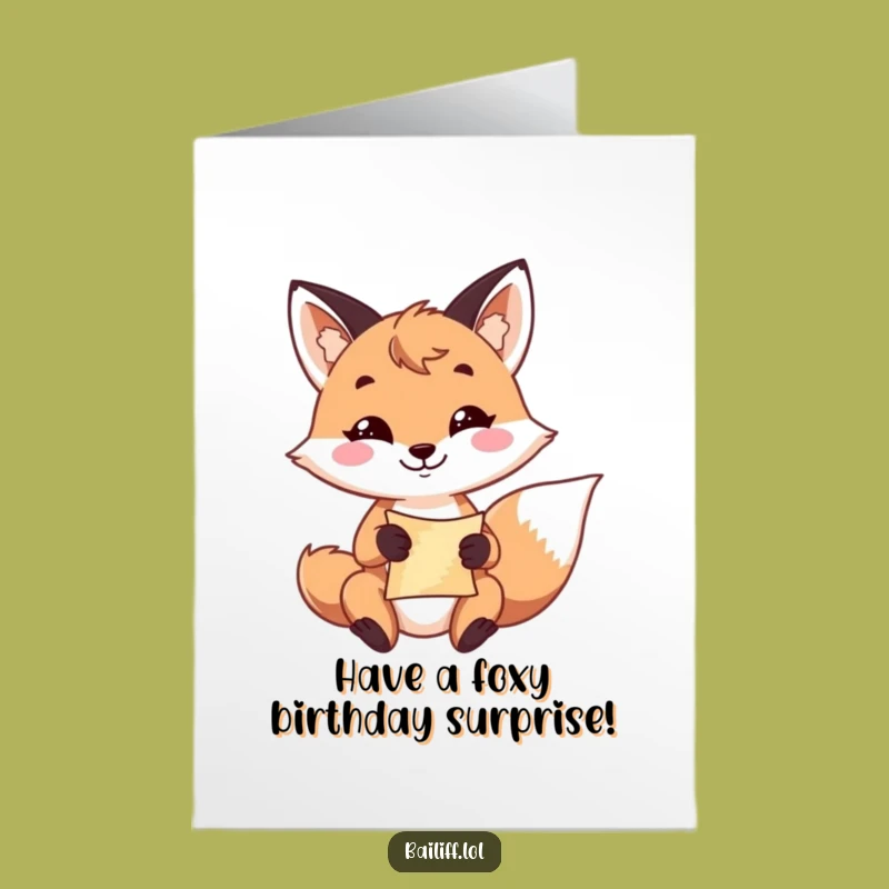 Free Printable Playful Fox Birthday Card: Funny Downloadable Gift for a Sneaky Surprise