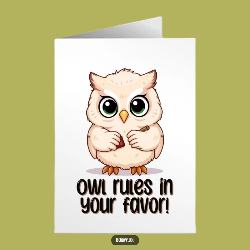 Free Printable Congrats Card: Owl Judge Ruling Humorous Downloadable Gift