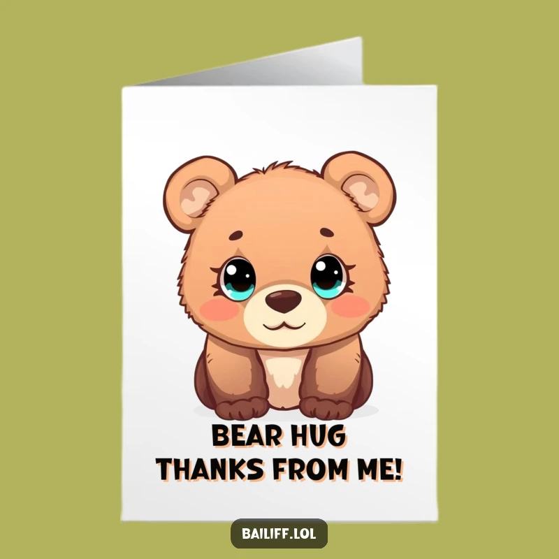 Free Printable Bear Cub Thank You Card: Funny Downloadable Gift for Simple Thanks
