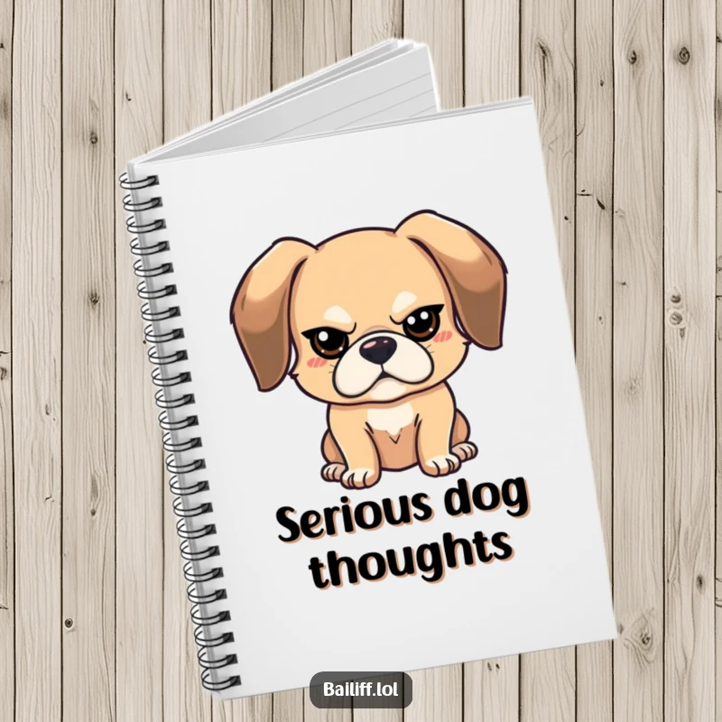 Funny stern dog notebook with a bouncy, floppy-eared dog with a tiny, stern expression, perfect for jotting ideas.