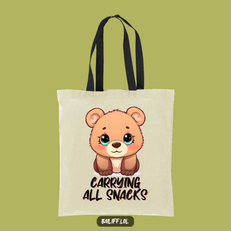 Funny Bear Cub Scale Tote Bag: Curious Cub Carry-All, Perfect Funny Gift for Organizers