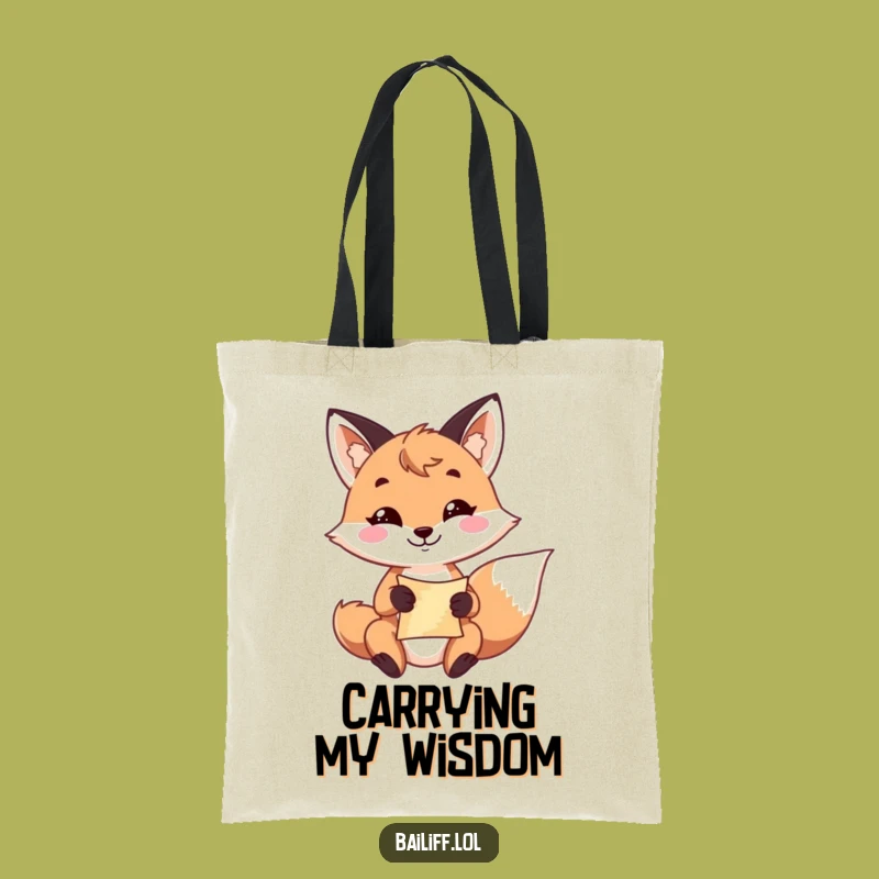 Funny Fox Scroll Tote Bag: Playful Grin Carry-All, Perfect Funny Gift for Organized Tricksters